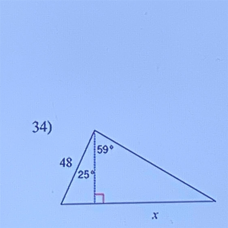 Find the length of the side labeled x. Step by step.-example-1