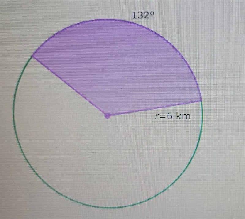 The radius of a circle is 6 kilometers. What is the area of a sector bounded by a-example-1