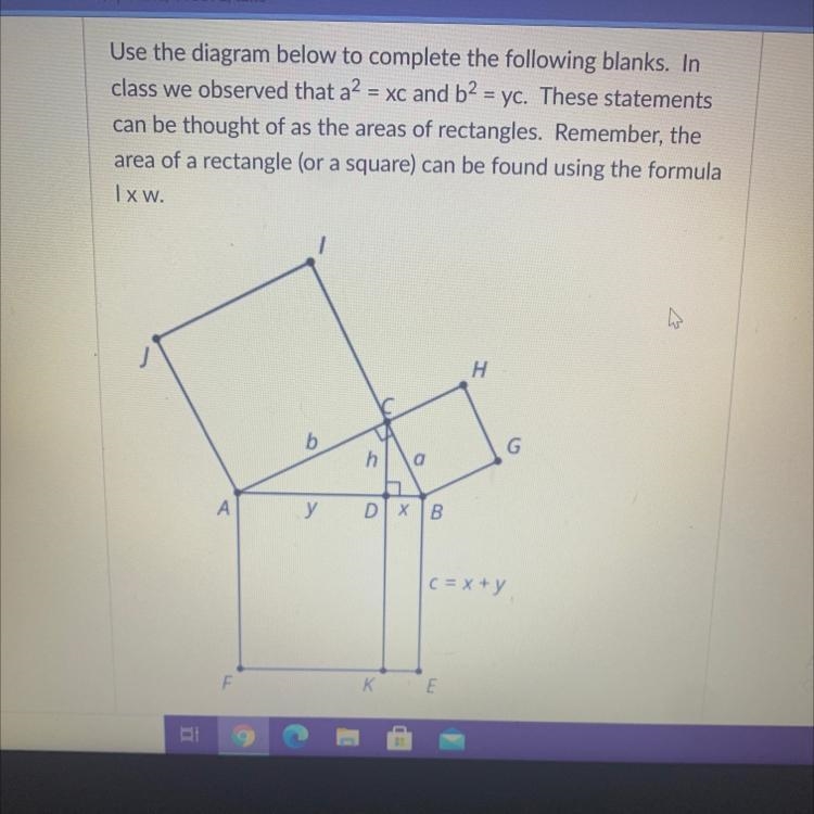 Use the diagram below to complete the following blanks. Inclass we observed that a-example-1