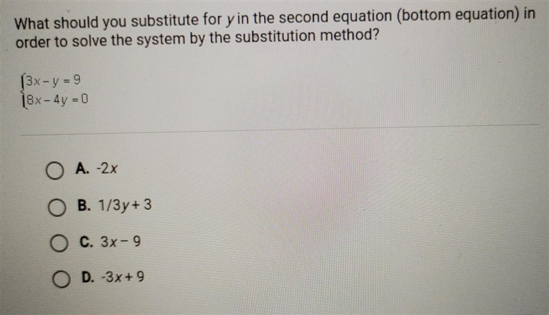 What should you substitute for y in the second equation (bottom equation) in order-example-1