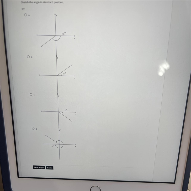 Sketch the angle in standard position and pick A B C D-example-1