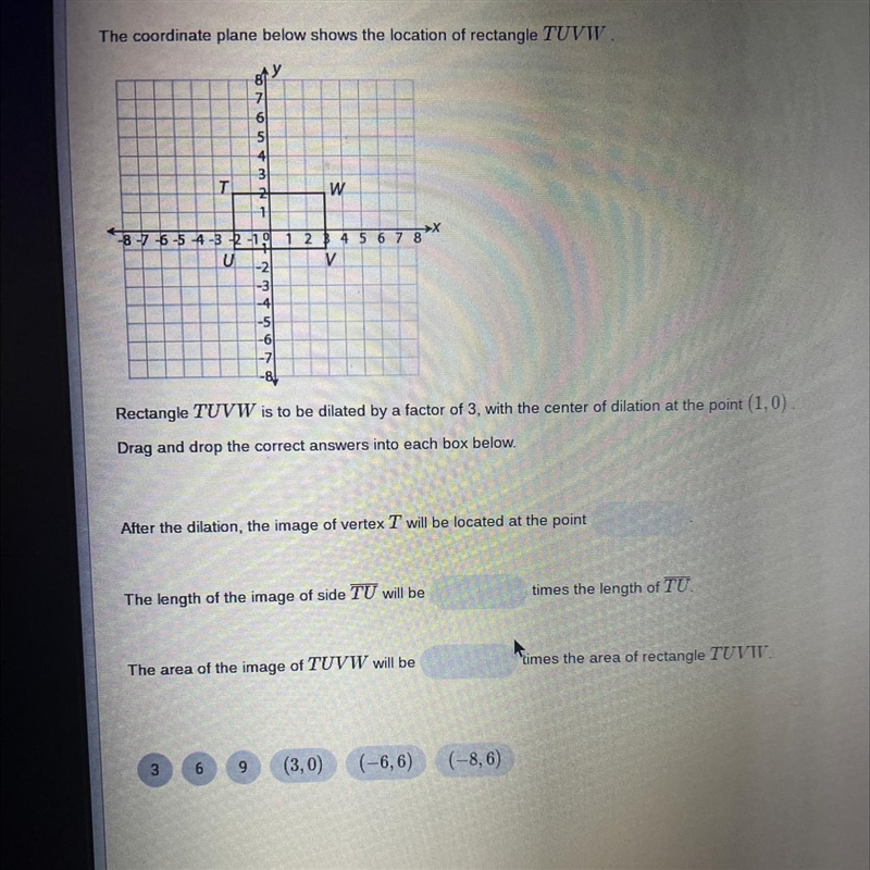 Please help me. The coordinate plane below shows the location of rectangle TUVW. rectangle-example-1