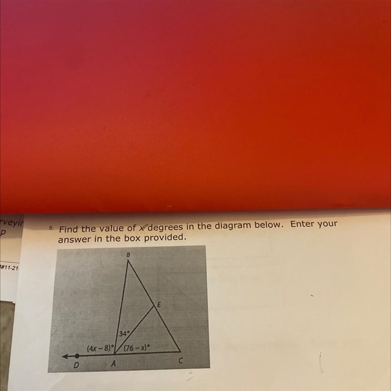 5. Find the value of × degrees in the diagram below. Enter your answer in the box-example-1