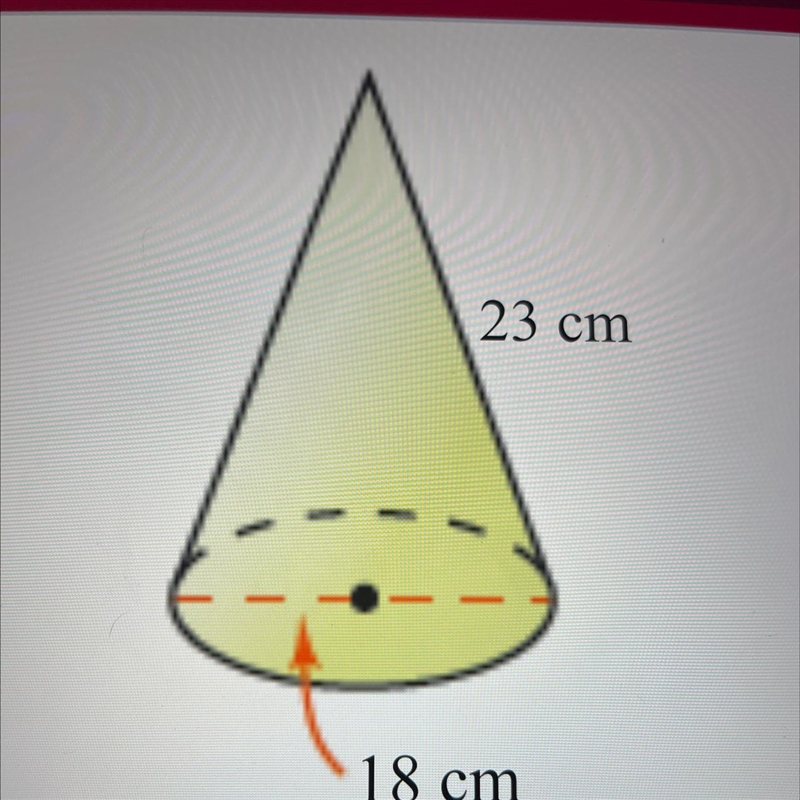 Find the surface area of the cone in terms of pi. SA=__ cm squared. simply-example-1