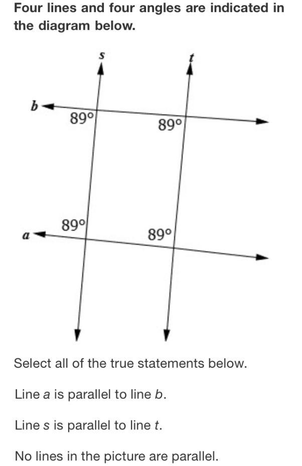 Four lines and four angles are indicated inthe diagram below.b899899899a899Select-example-1