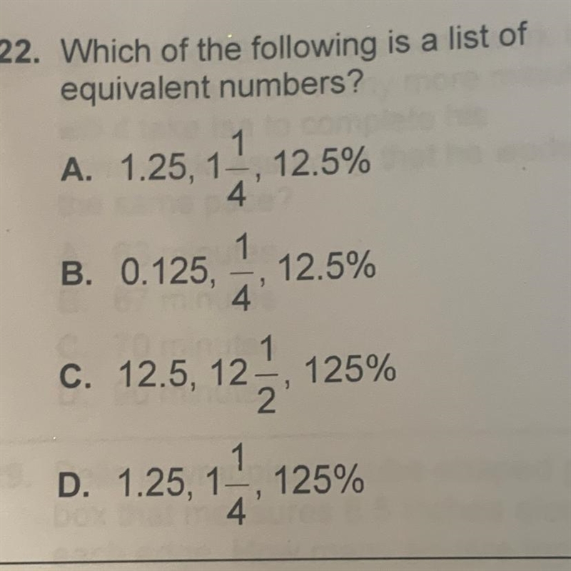 Which of the followinf is a list of equivalent numbers?-example-1