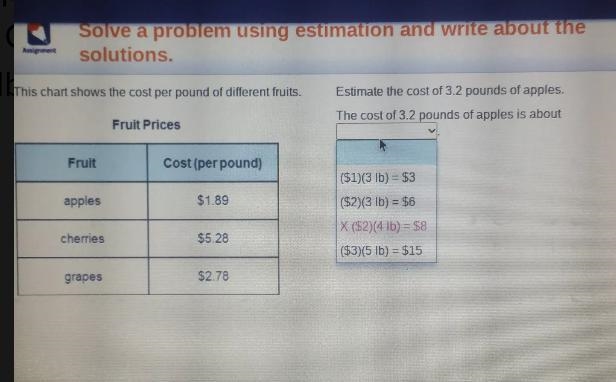 This chart shows the cost per pound of different fruits.-example-1