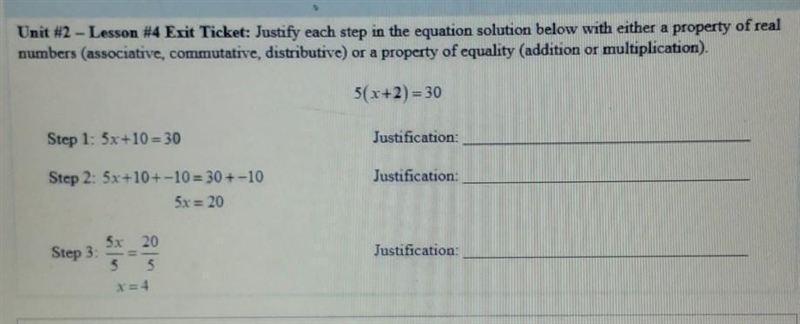 Justify each step in the equation solution below with either a property of real numbers-example-1