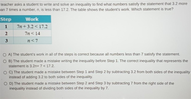 A teacher asks a student to write and solve an inequality to find what numbers satisfy-example-1