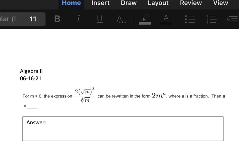 For m>0, the expression (in the image) can be rewritten in the form 2m^a, where-example-1