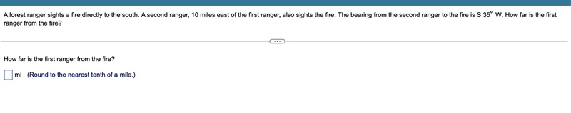 A forest ranger sights a fire directly to the south. A second ranger, 10 miles east-example-1