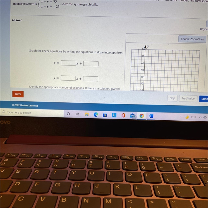 The sum of two numbers is 75 and their difference is -25-example-1