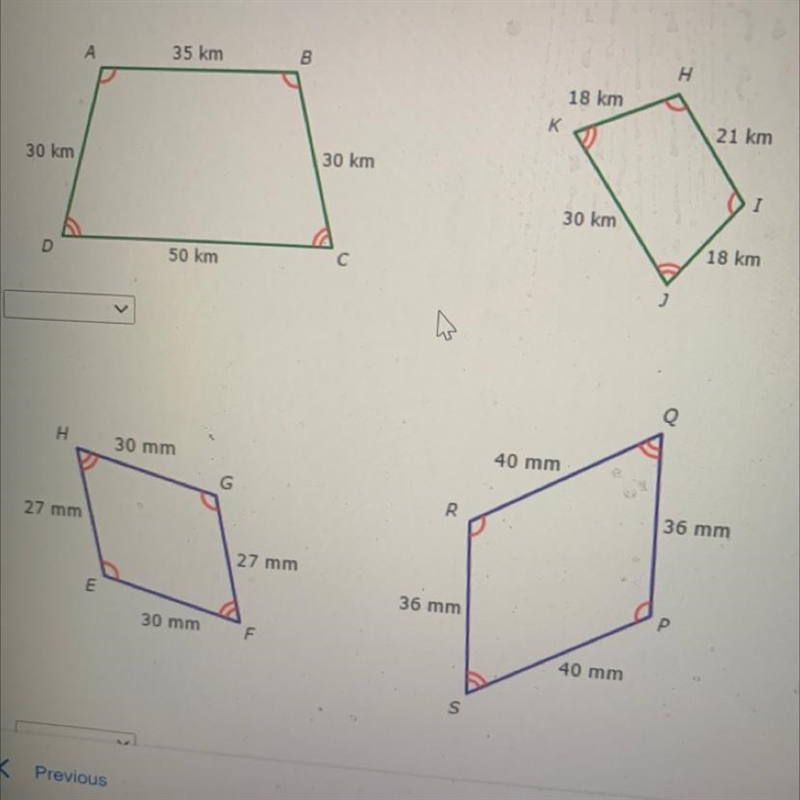 Are these polygons similar or not . Figures ABCD and HIJK-example-1