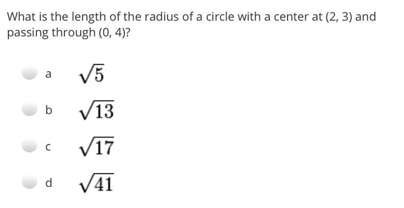 What is the length of the radius of a circle with a center at (2, 3) and passing through-example-1