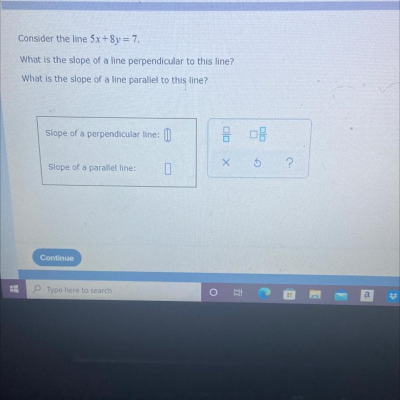 what is the slope of a line perpendicular to this linewhat is the slope of a line-example-1