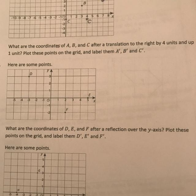 What are the coordinates of D, E and F after a reflection over the Y axis? Plot these-example-1