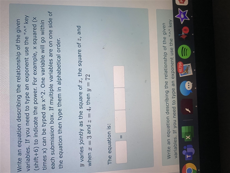 Write an equation describing the relationship of the given variables. If you need-example-1