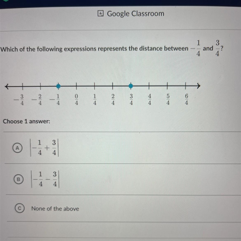 Which of the following expressions represents the distance between ←←← - A 4 B -2 - Choose-example-1