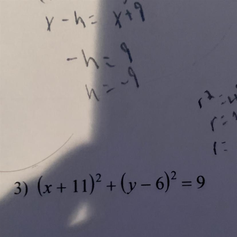 3) Identify the center and radius-example-1