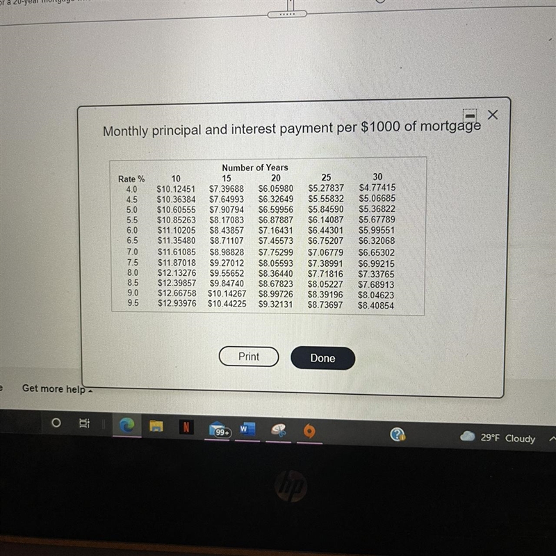 Determine the monthly principal and interest payment for a 20-year mortgage when the-example-1