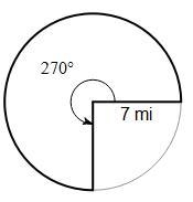 Find the area the sector.arc circle 8A. 147π4 mi²B. 196π3 mi²C. 15π2 mi²D. 119π6 mi-example-1