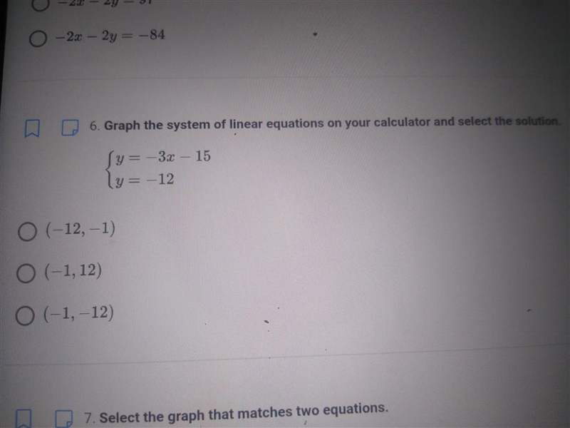 Graph the system of linear equations on your calculator and select the solution-example-1