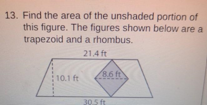 . Find the area of the unshaded portion of this figure. The figures shown below are-example-1