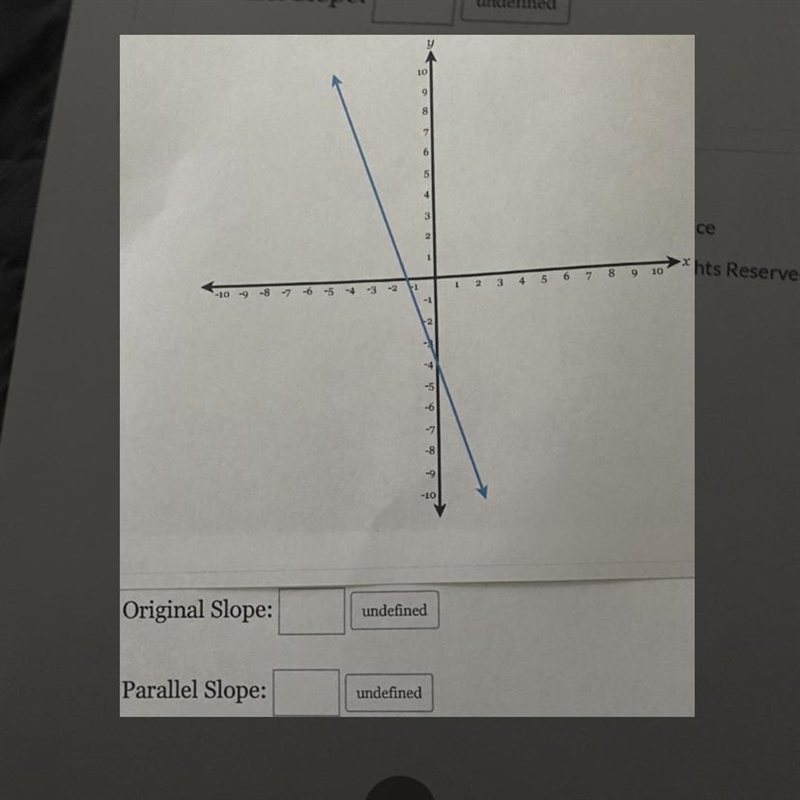 Graph a line that is parallel to the given line. Determine the slope of the given-example-1