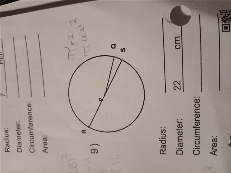 Solve the missing element for each problem. Use 3.14 for 兀.-example-1