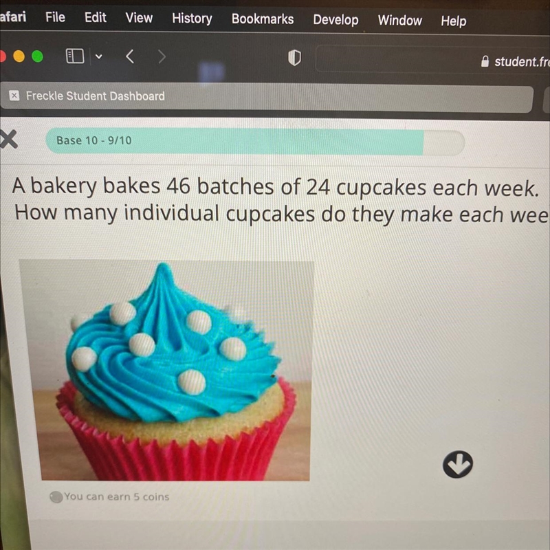 Bakery has 46 batches of cupcakes each week. How many individual cupcakes do they-example-1