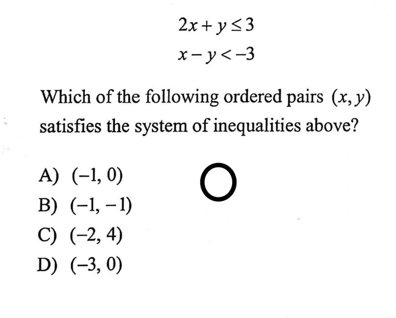 I need help with this one which of the following ordered pairs (x y) satisfies the-example-1