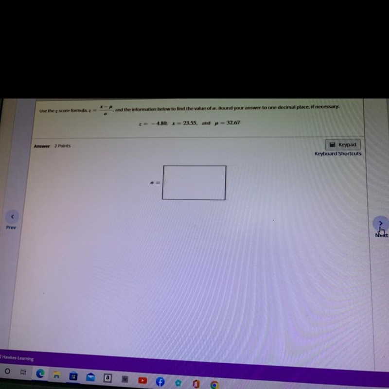 Using the z score formula use the information below to find the value of-example-1