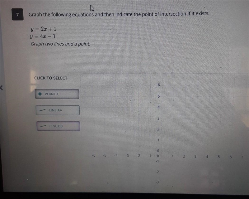 Graph the following equation and then indicate the point of intersection if it exists-example-1