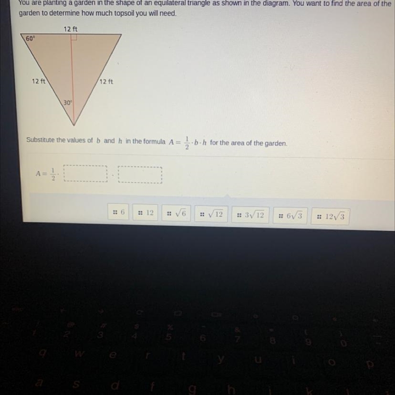 You are planting a garden in the shape of an equilateral triangle as shown in the-example-1