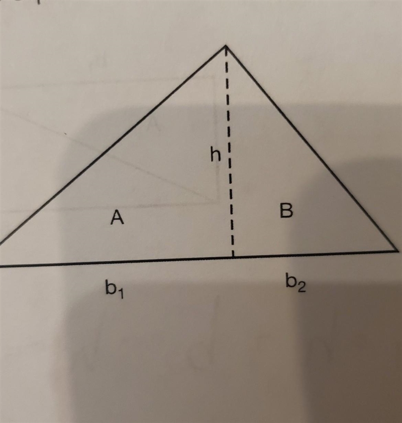 4. The triangle shown is composed of two triangles where b, + b = b. Verify that the-example-1