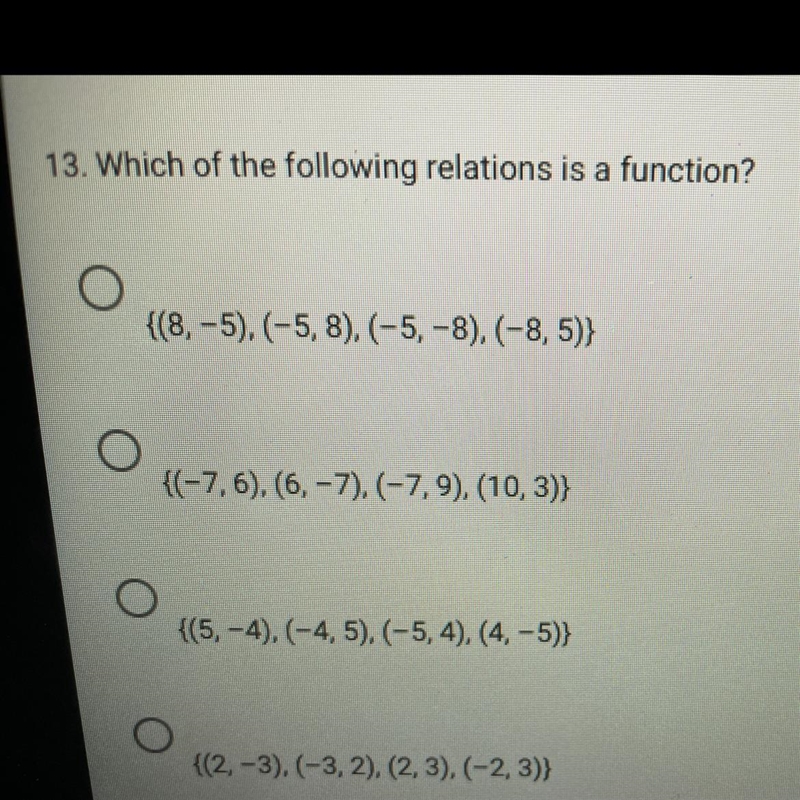 Which of the following relations is a function?-example-1