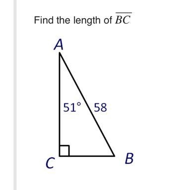 Find the length of BC A с 51° 58 B-example-1