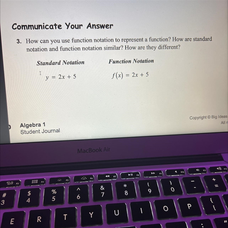 how can you use function notation to represent a function? How are standard notation-example-1