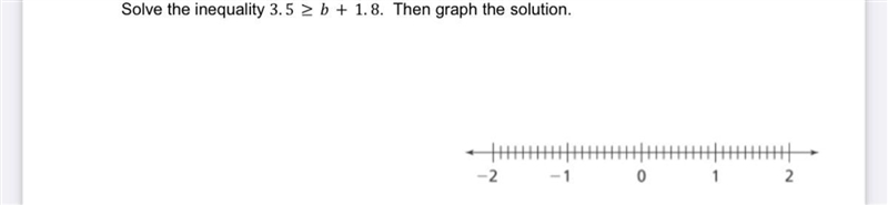 Solve the inequality 3.5 >b + 1.8. Then graph the solution.-example-1