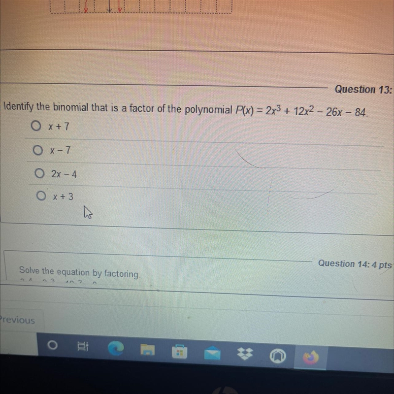 Identify the binomial that is a factor of the polynomial.-example-1