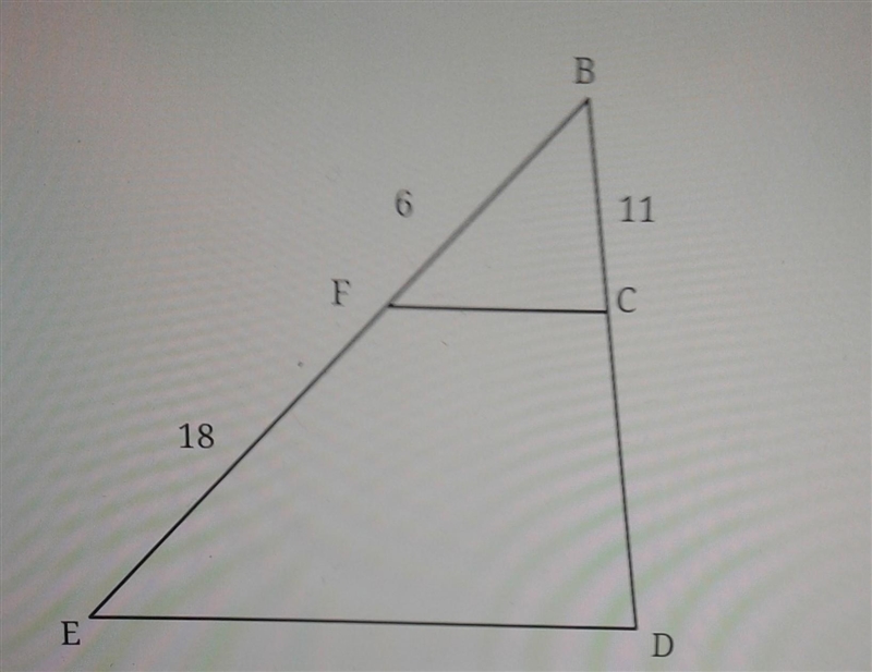 In the diagram of BED below, FC||ED,BF=6,FE=18, and BC=22. What is the length of BD-example-1