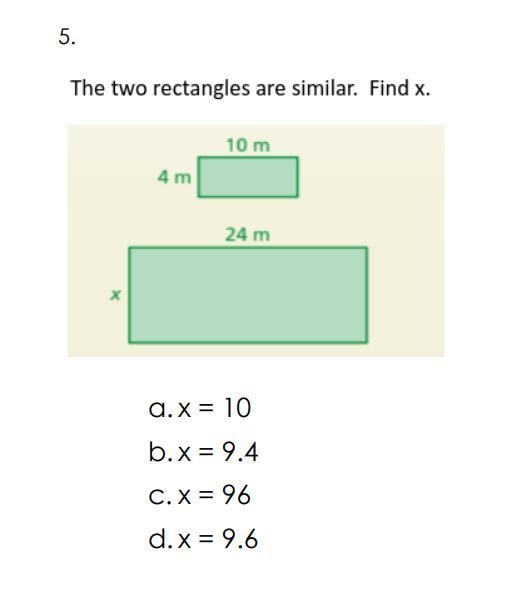 The two rectangles are similar. Find X.-example-1