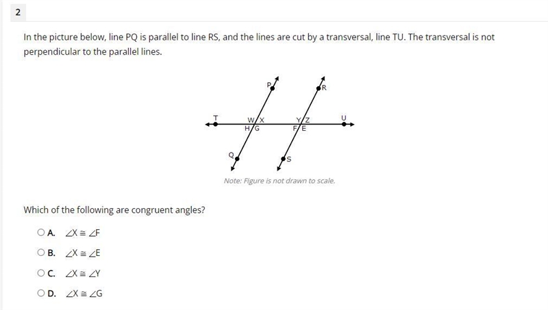 In the picture below, line PQ is parallel to line RS, and the lines are cut by a transversal-example-1