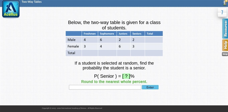 Below the two-way table is given for a class of students Please helpp ill give 20 points-example-1