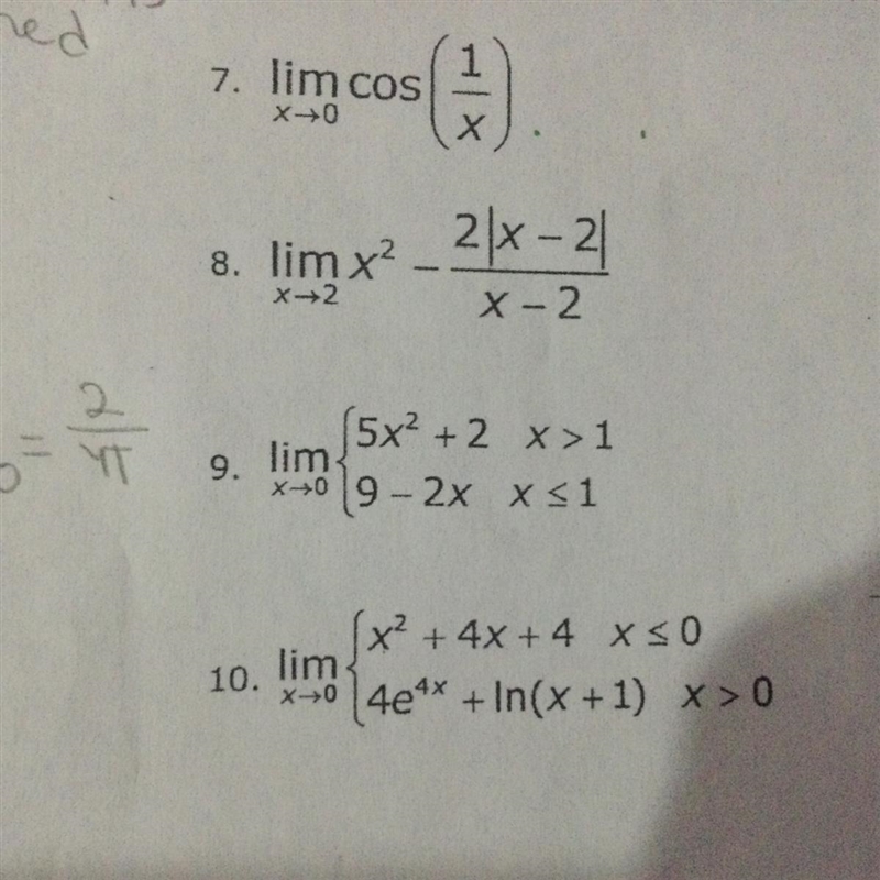 Number 9 Find the limit Use the x values: -0.03, -0.02, -0.01, 0, 0.01, 0.02, 0.03-example-1