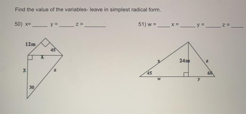 Could someone help solve question 50? (One on left) thanks!!-example-1