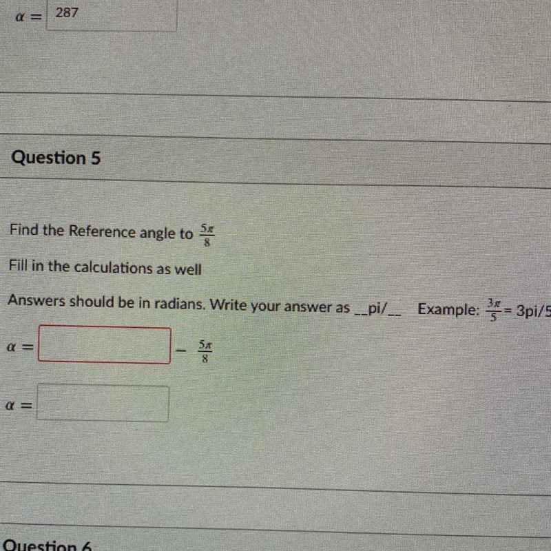 ￼Find the reference angle to 5 pi and full in the calculations.-example-1