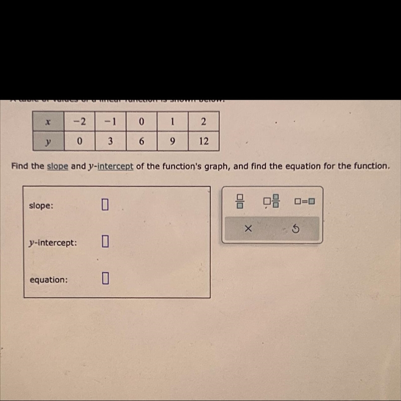 A table of values of a linear function is shown below-example-1