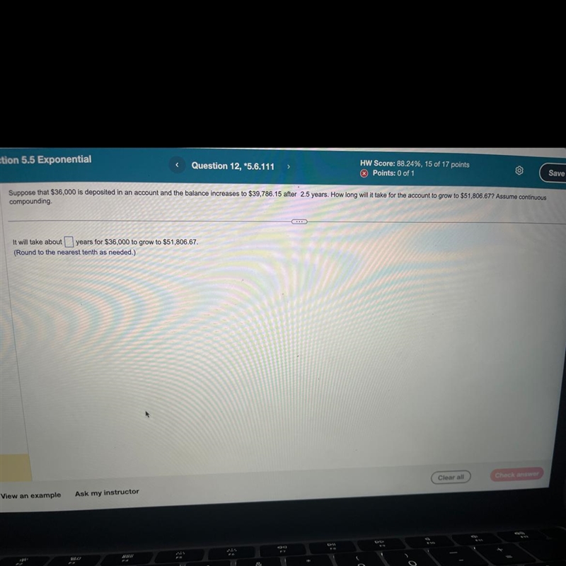 Suppose that $36,000 is deposited in an account and the balance increases to $39,786.15 after-example-1