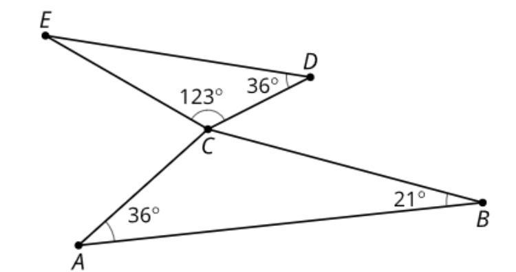 Decide whether triangles ABC and DEC are similar. Explain or show your reasoning.-example-1